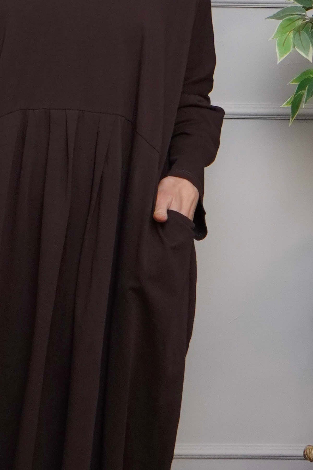 Fenella Long Sleeve Cotton Dress Cocoa