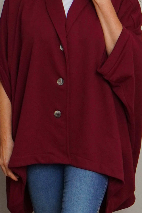 Carleen Batwing Cotton Jacket Wine - Image 3