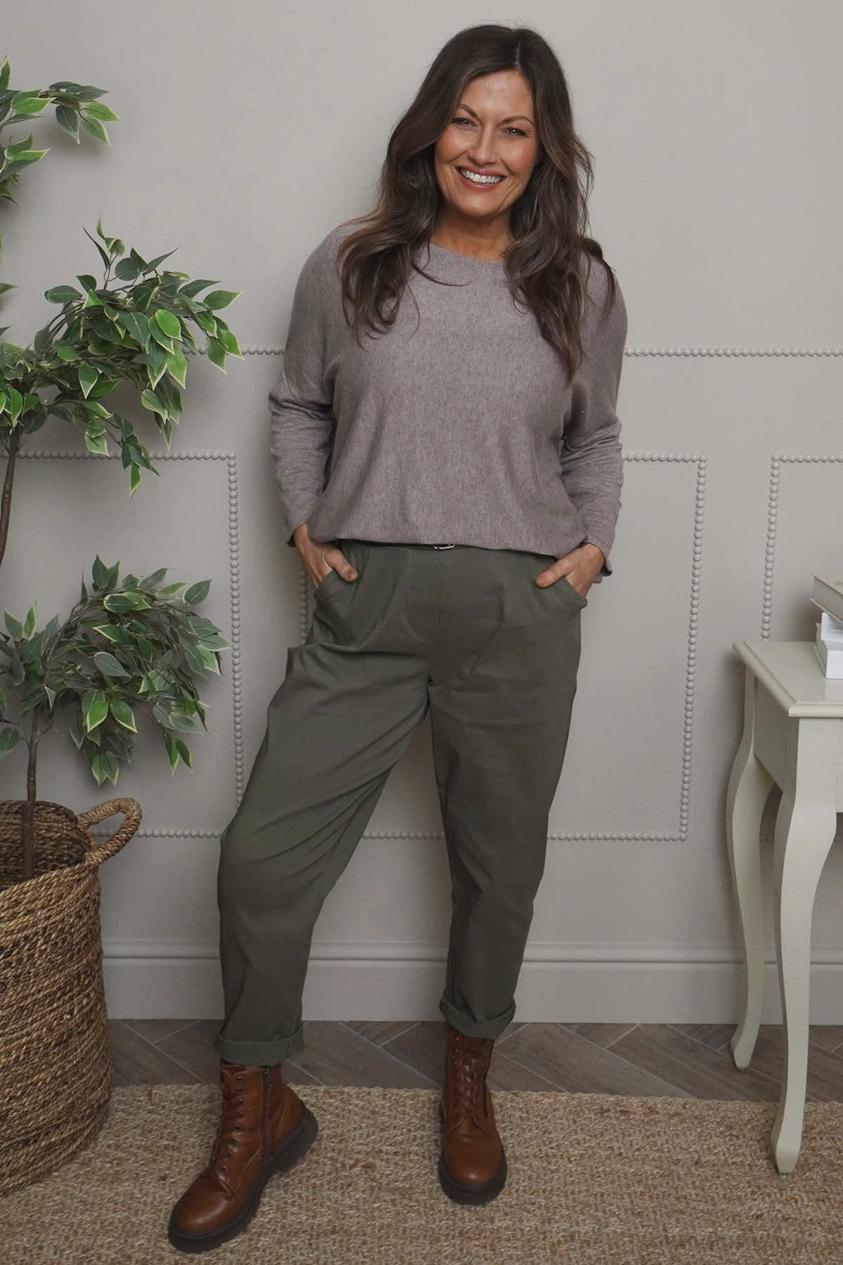 Philippa Belted Trousers Khaki