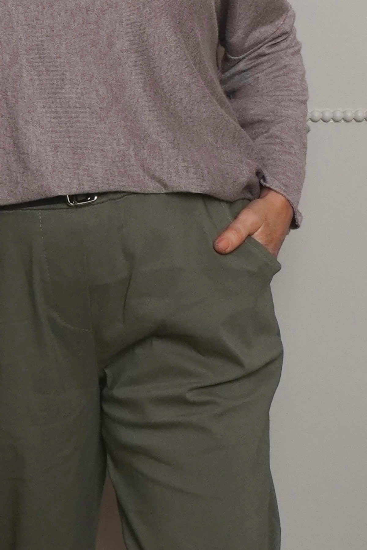 Philippa Belted Trousers Khaki