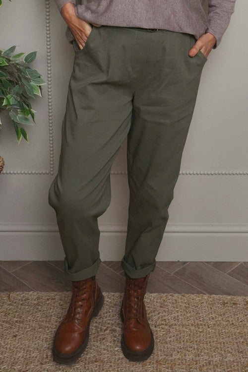 Philippa Belted Trousers Khaki - Image 2