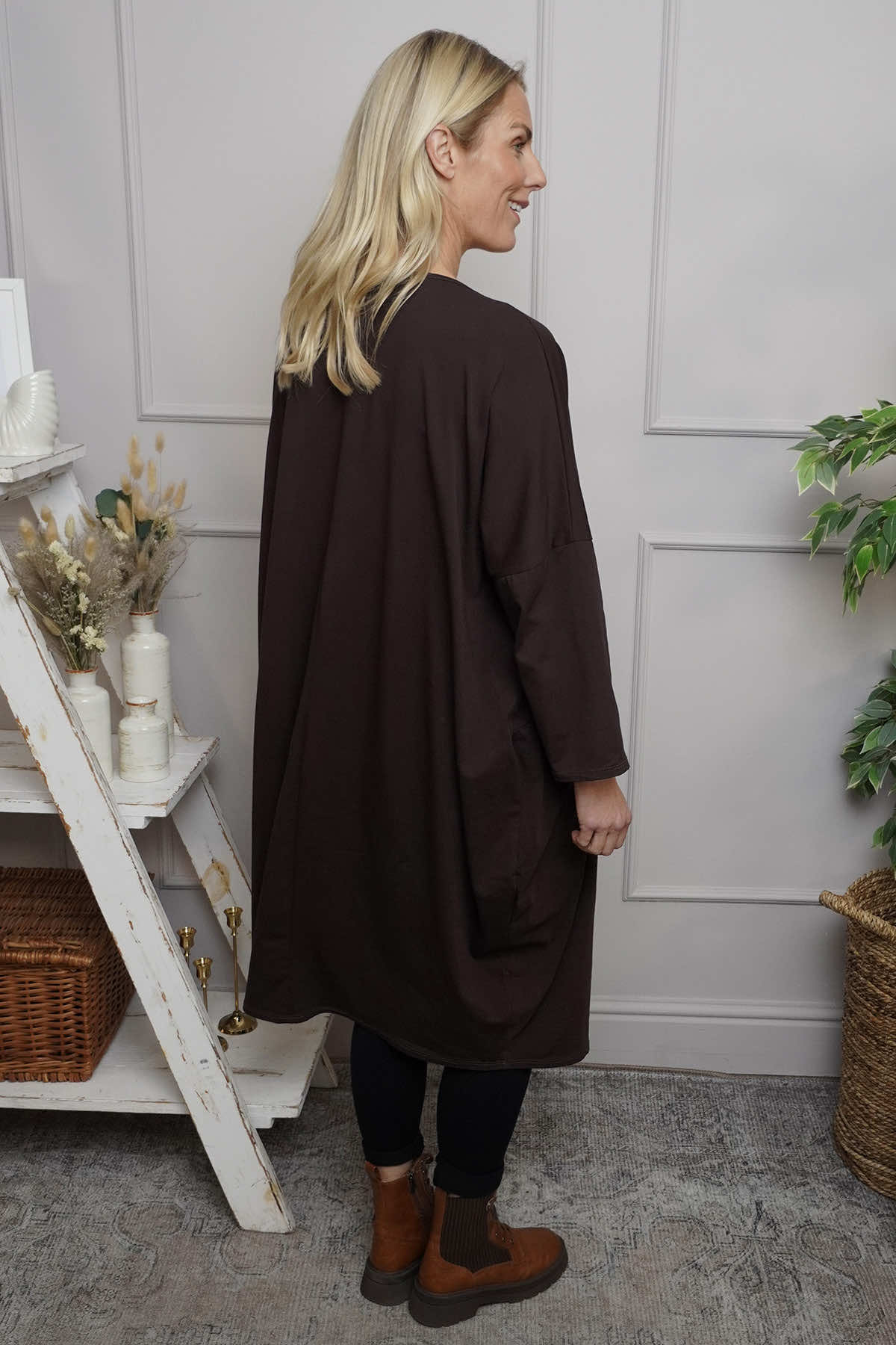 Fenella Long Sleeve Cotton Dress Cocoa