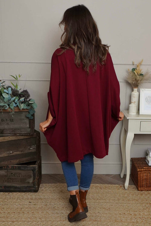 Carleen Batwing Cotton Jacket Wine - Image 4