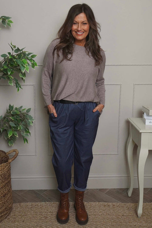 Philippa Belted Trousers Dark Denim - Image 1