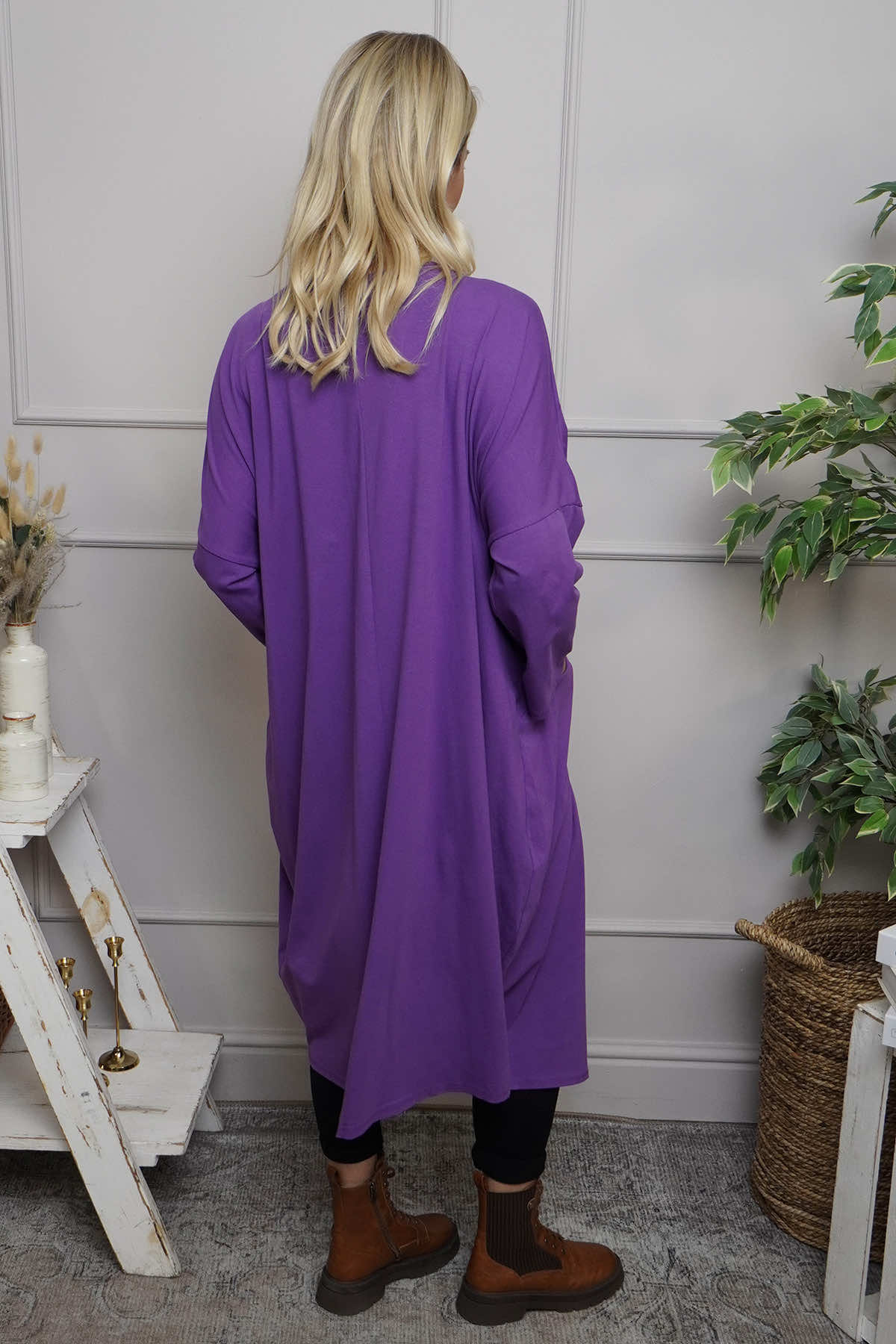 Fenella Long Sleeve Cotton Dress Purple