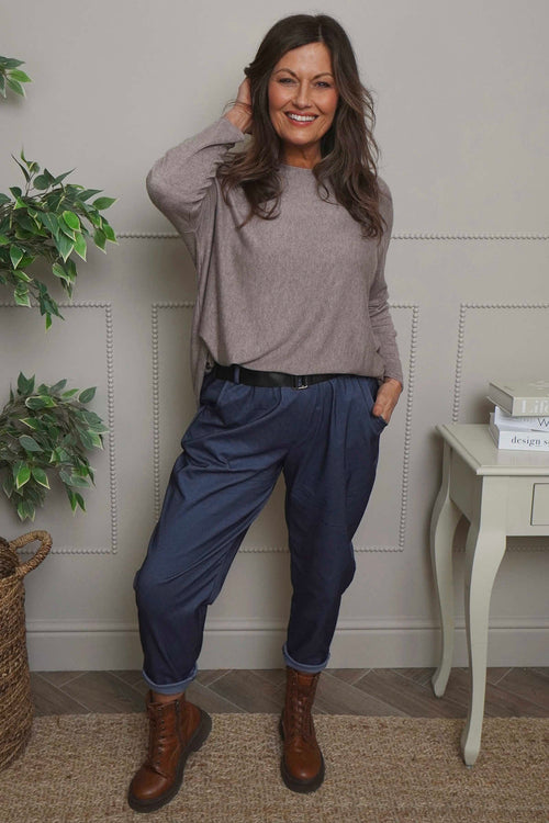 Philippa Belted Trousers Dark Denim - Image 3