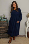 Sheena Needlecord Dress Navy