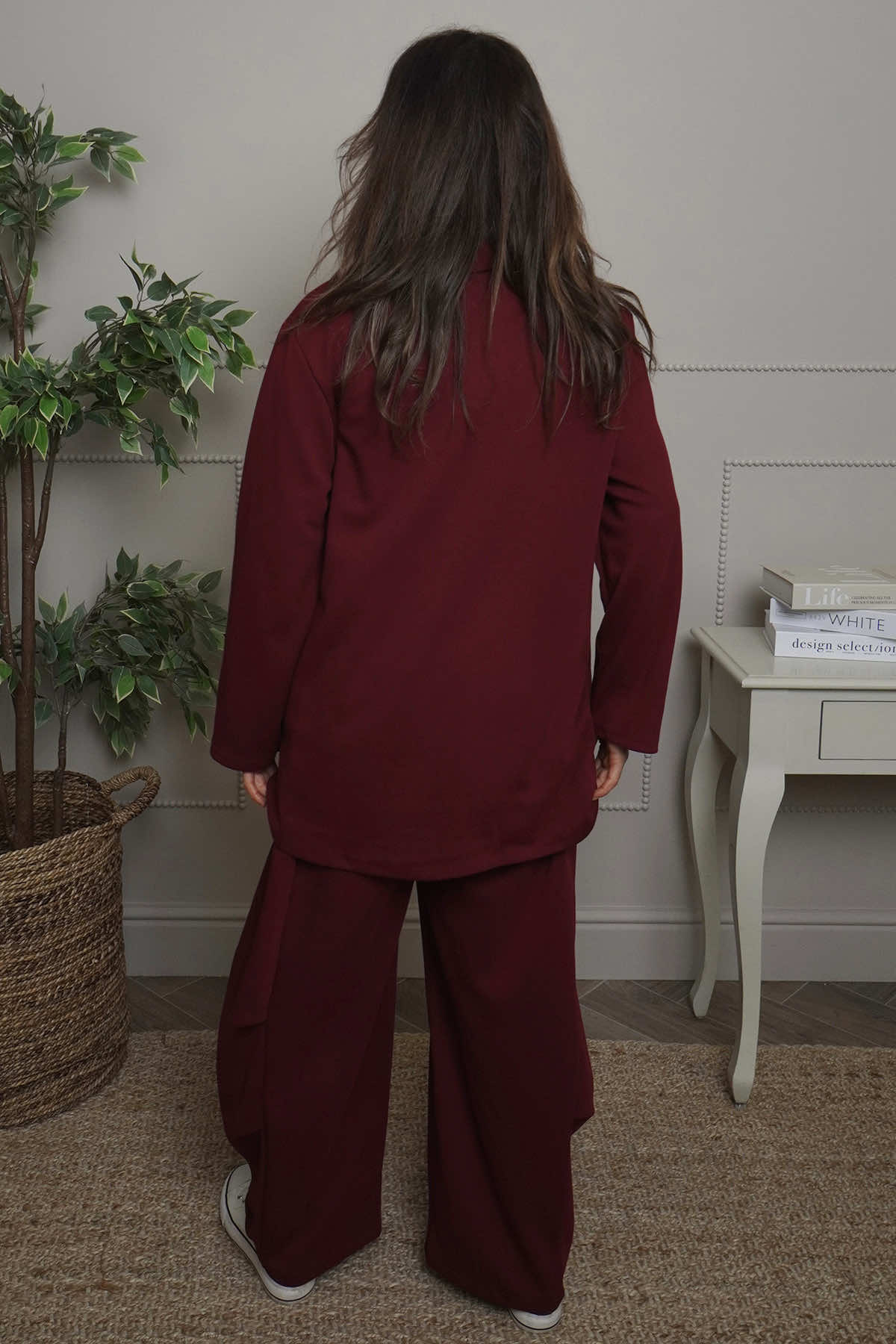 Shaye Zip Detail Cotton Top Wine