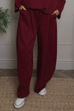 Cinda Cotton Trousers Wine Wine - Cinda Cotton Trousers Wine