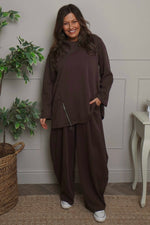 Shaye Zip Detail Cotton Top Cocoa Cocoa - Shaye Zip Detail Cotton Top Cocoa