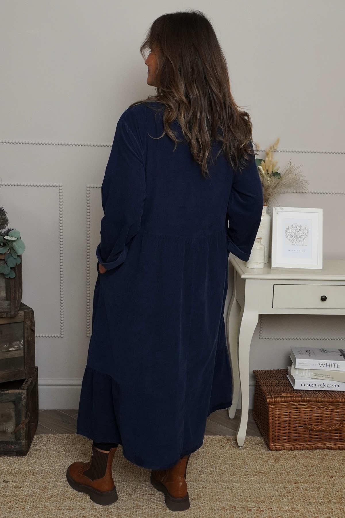 Sheena Needlecord Dress Navy