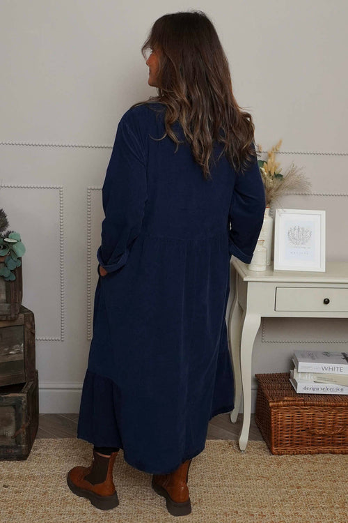 Sheena Needlecord Dress Navy - Image 4