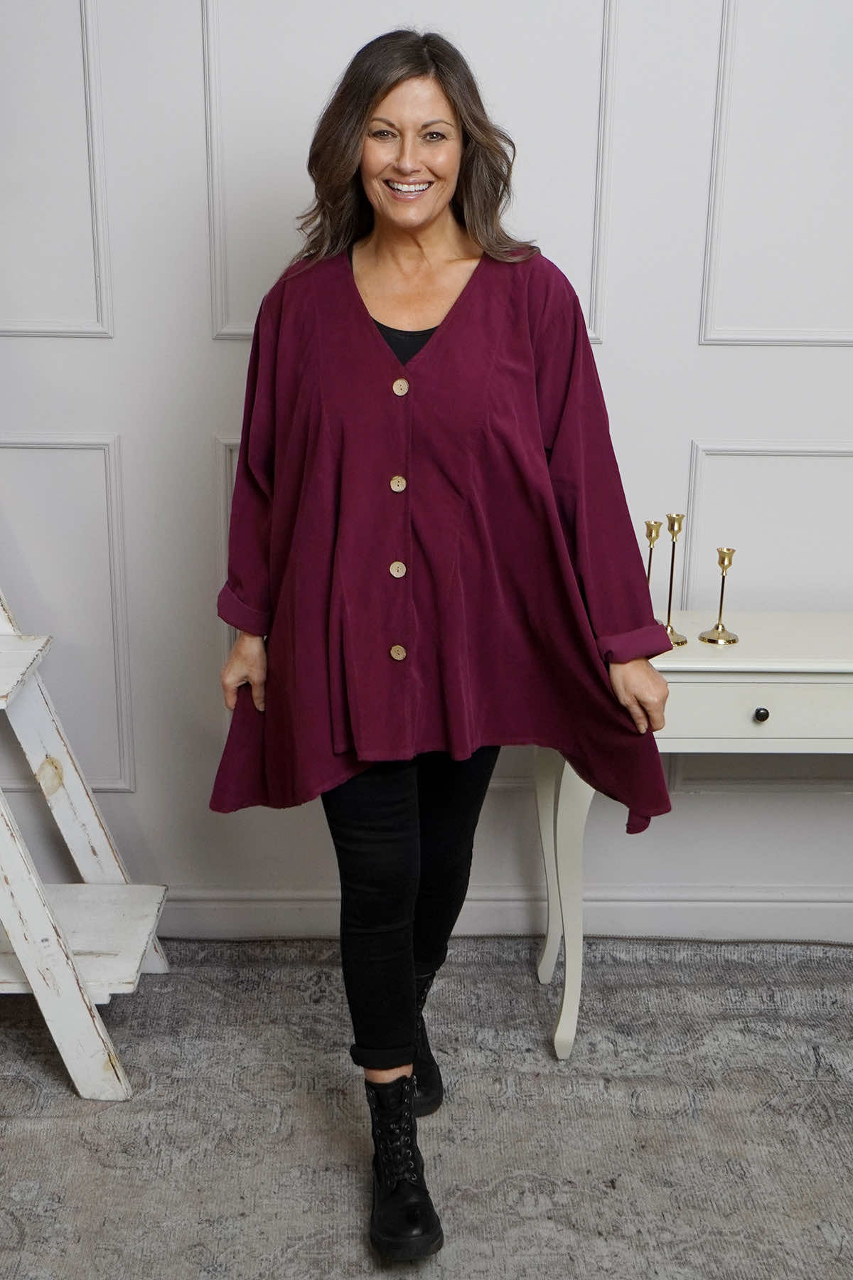 Anika Needlecord Jacket Wine