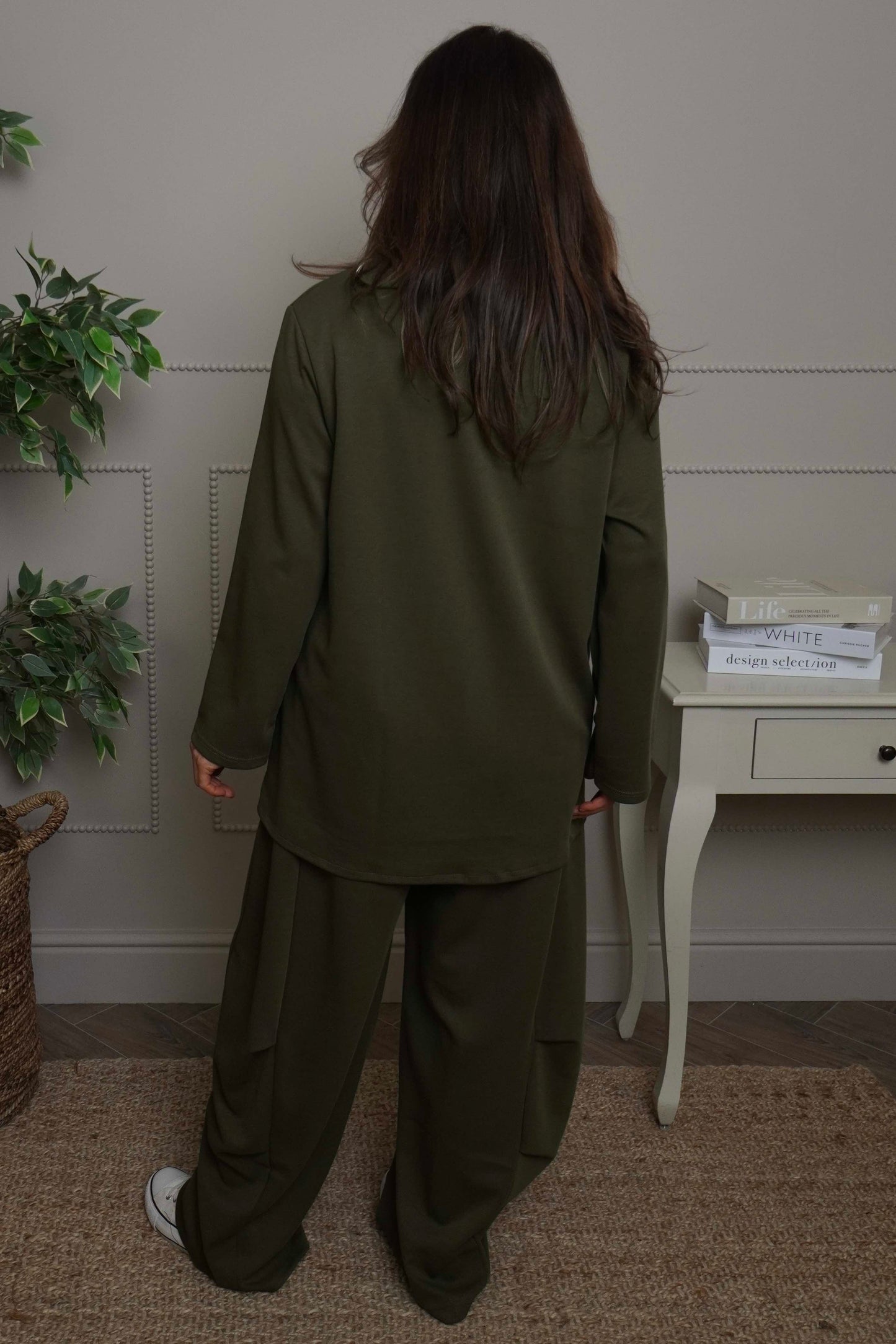Shaye Zip Detail Cotton Top Khaki