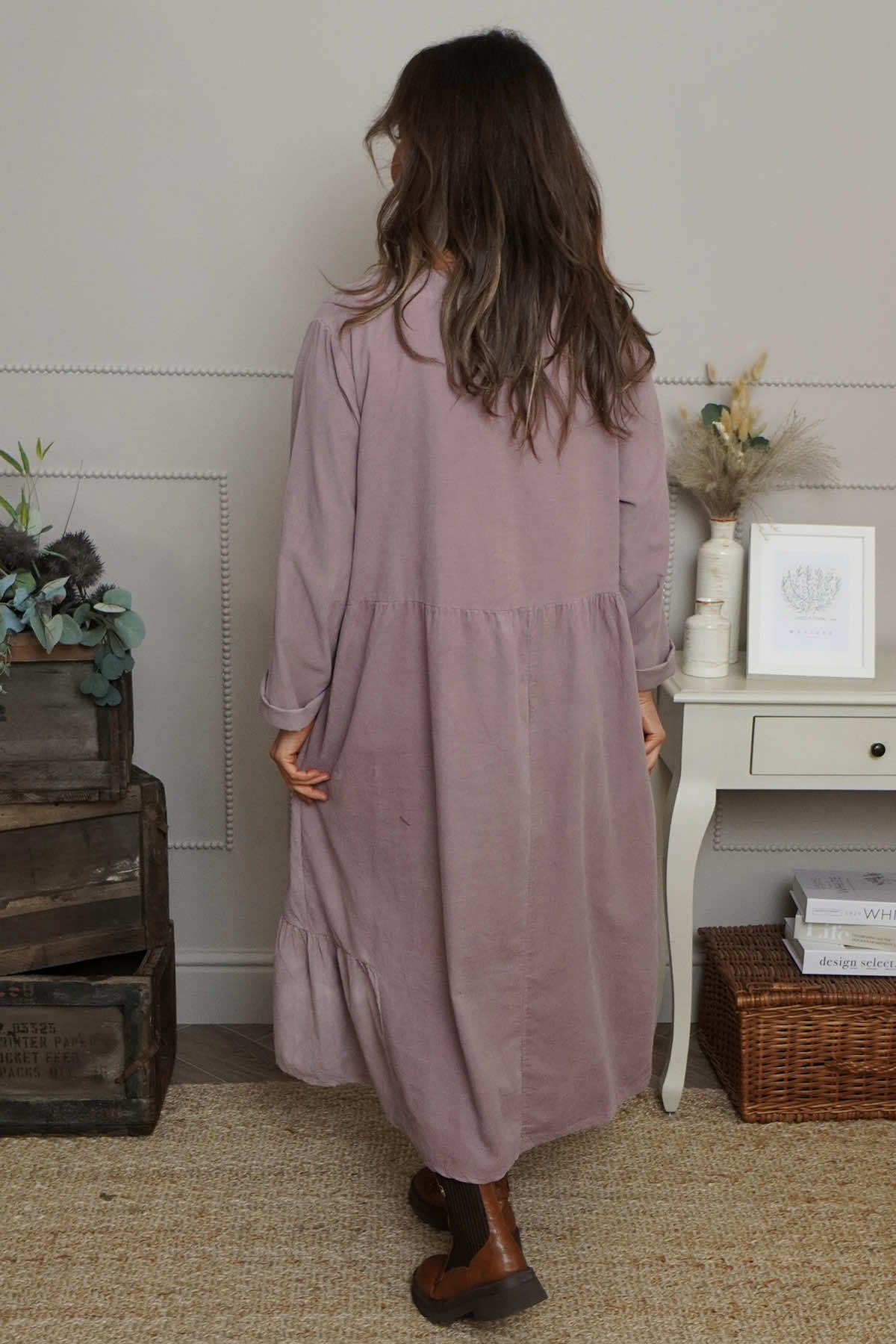 Sheena Needlecord Dress Mauve