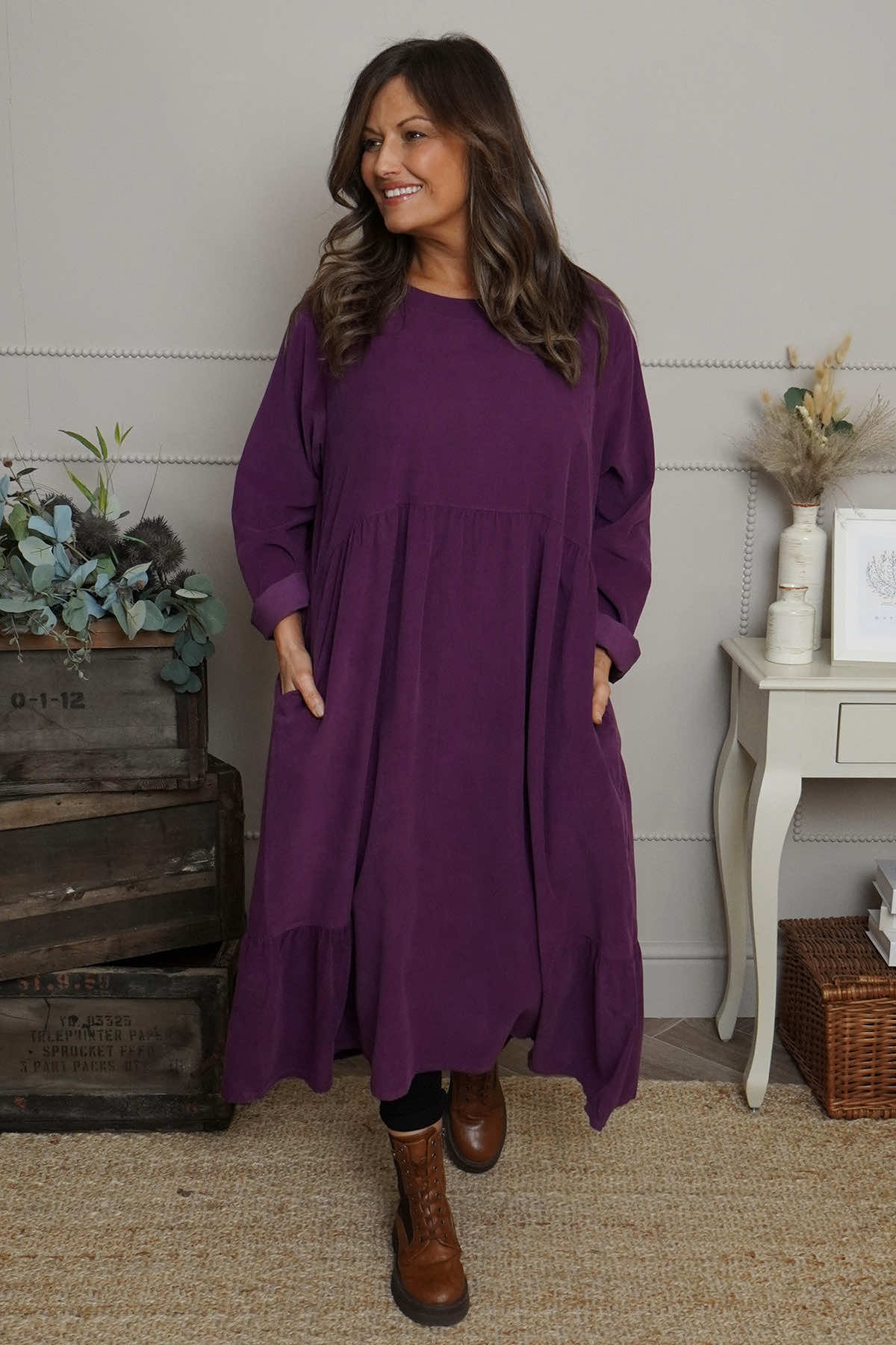 Sheena Needlecord Dress Purple