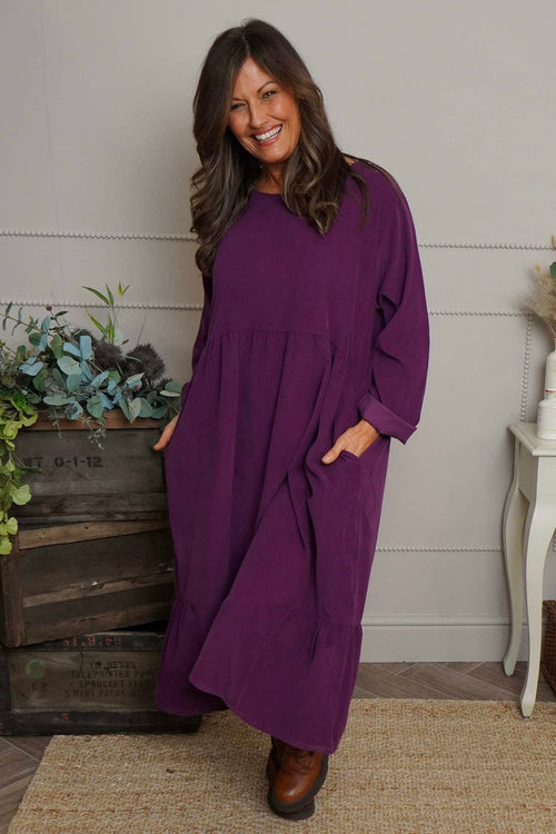 Sheena Needlecord Dress Purple