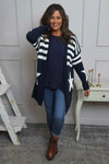 Orietta Stripe Knitted Cardigan Navy