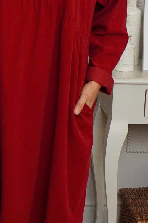 Sheena Needlecord Dress Red - Image 3