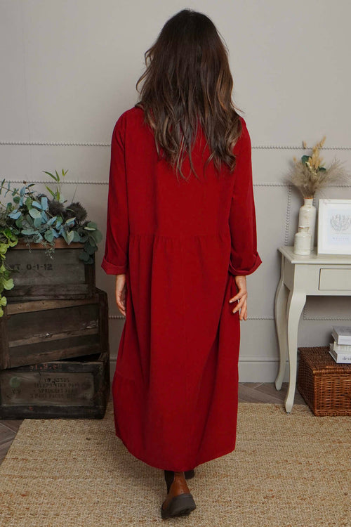 Sheena Needlecord Dress Red - Image 4