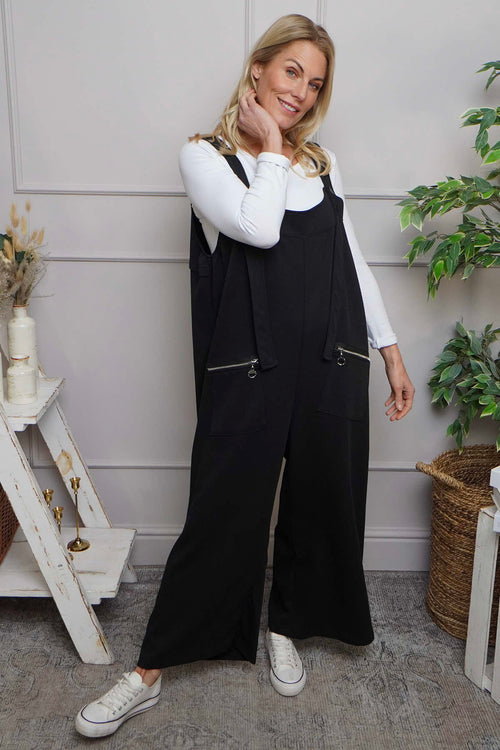 Kinley Pocket Cotton Jumpsuit Black - Image 2