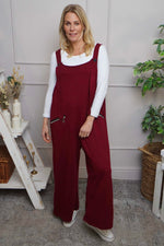 Kinley Pocket Cotton Jumpsuit Wine Wine - Kinley Pocket Cotton Jumpsuit Wine