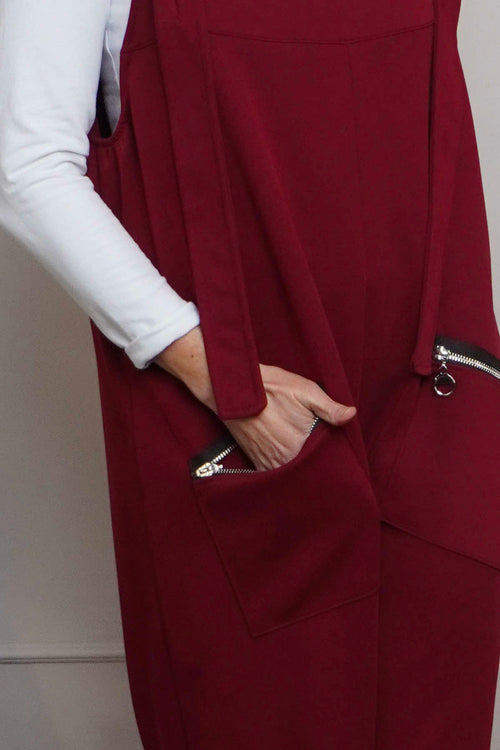 Kinley Pocket Cotton Jumpsuit Wine - Image 3