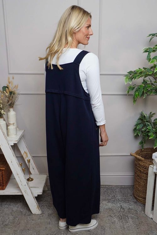 Kinley Pocket Cotton Jumpsuit Navy - Image 4