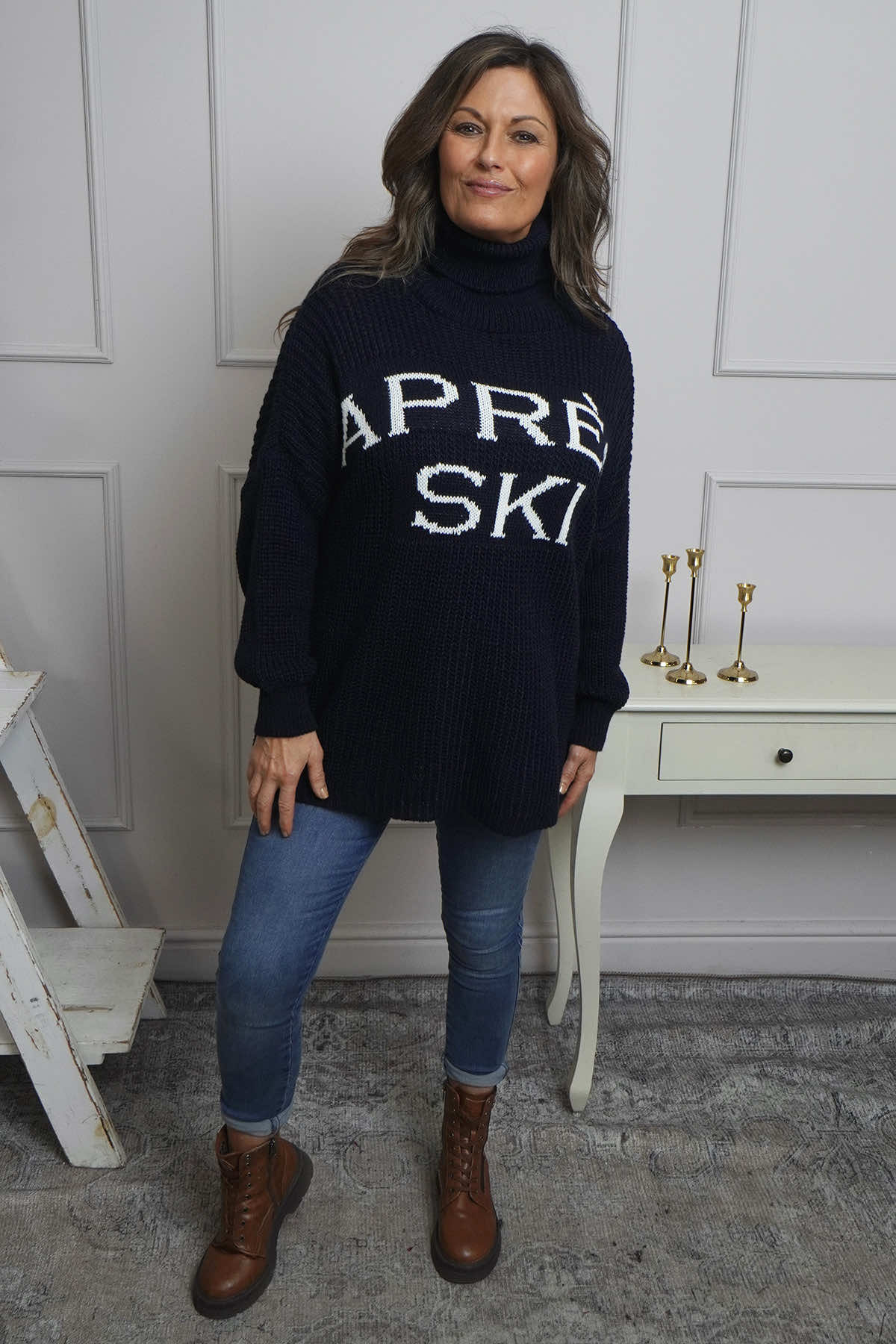 Apres Ski Polo Neck Jumper Navy