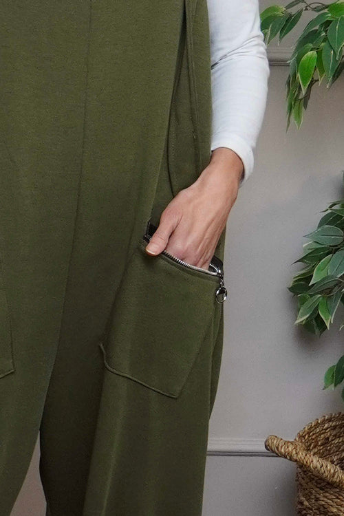 Kinley Pocket Cotton Jumpsuit Khaki - Image 3