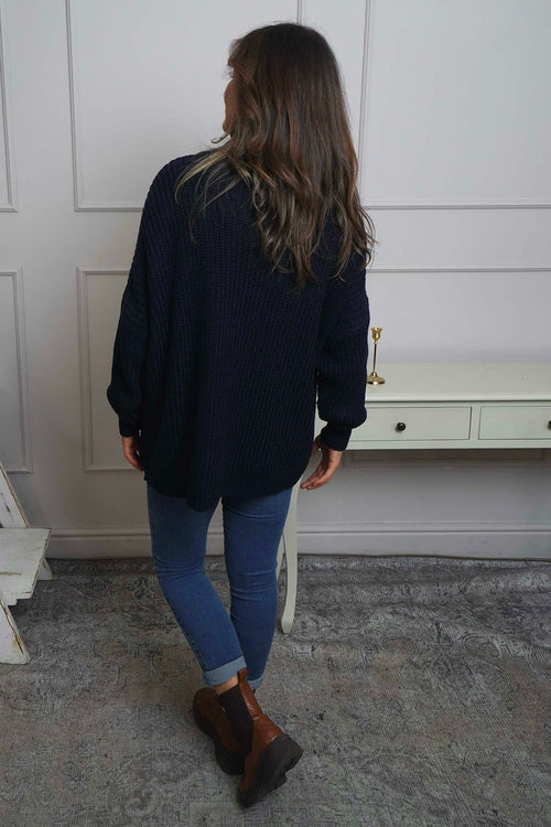 Apres Ski Polo Neck Jumper Navy - Image 4