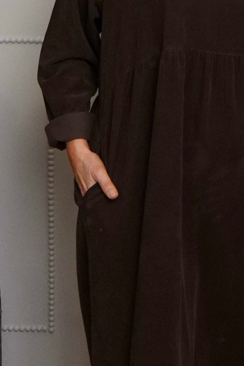 Sheena Needlecord Dress Cocoa - Image 3