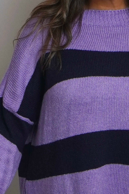 Doria Stripe Knitted Jumper Purple - Image 3