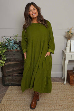 Sheena Needlecord Dress Olive