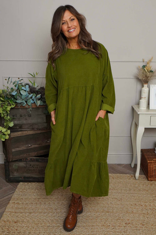 Sheena Needlecord Dress Olive