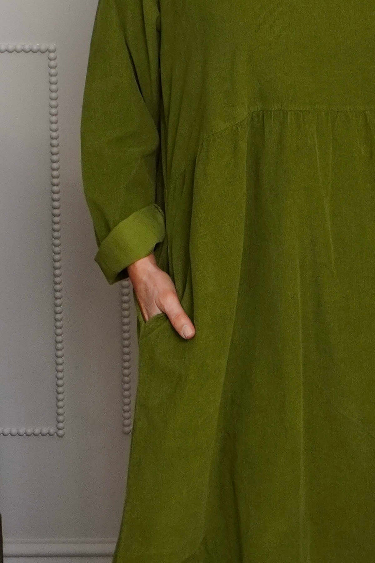 Sheena Needlecord Dress Olive