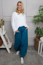 Deana Cotton Trousers Teal Teal - Deana Cotton Trousers Teal
