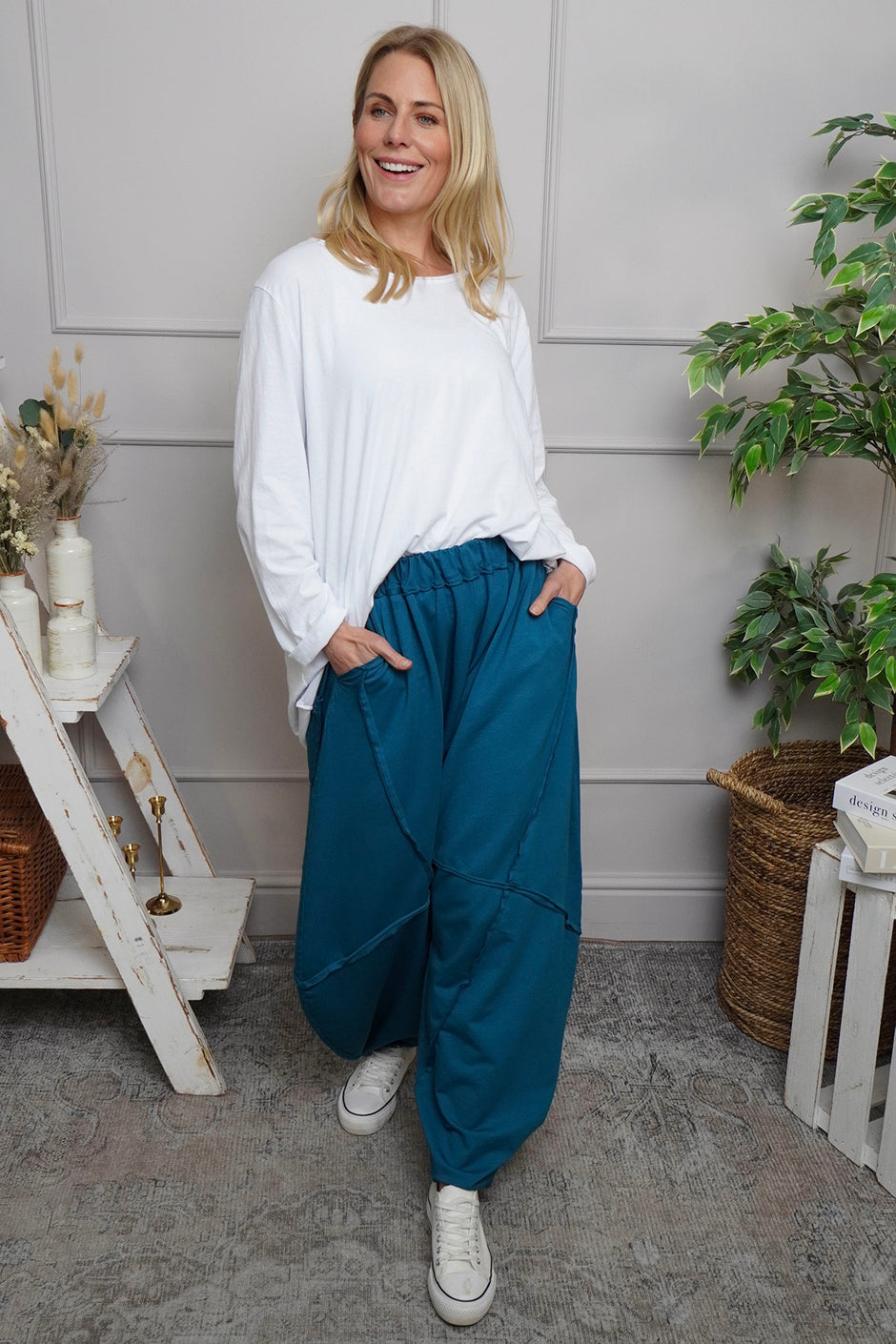 Deana Cotton Trousers Teal