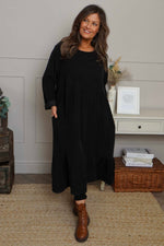 Sheena Needlecord Dress Black Black - Sheena Needlecord Dress Black