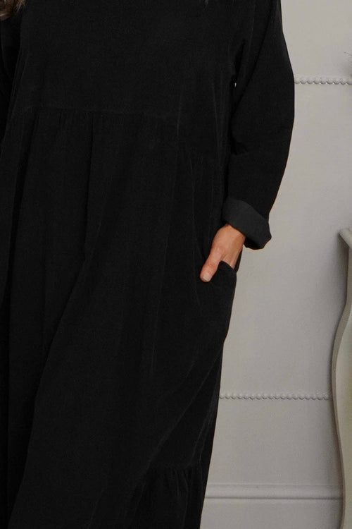 Sheena Needlecord Dress Black - Image 3