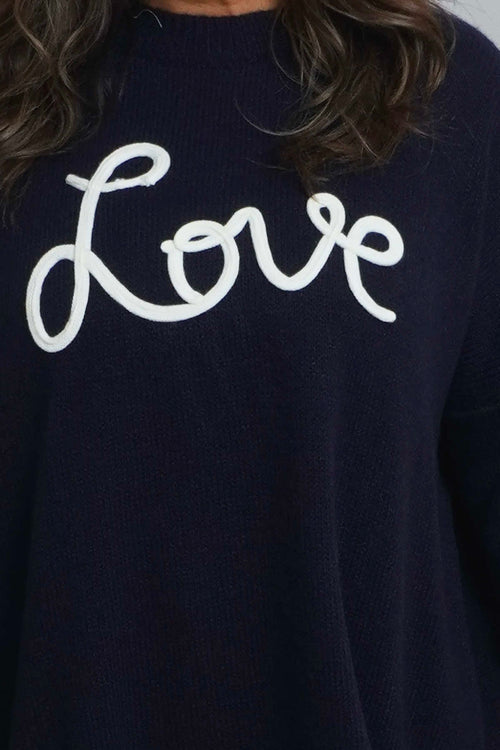 Love Knitted Jumper Dress Navy - Image 3
