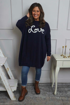 Love Knitted Jumper Dress Navy