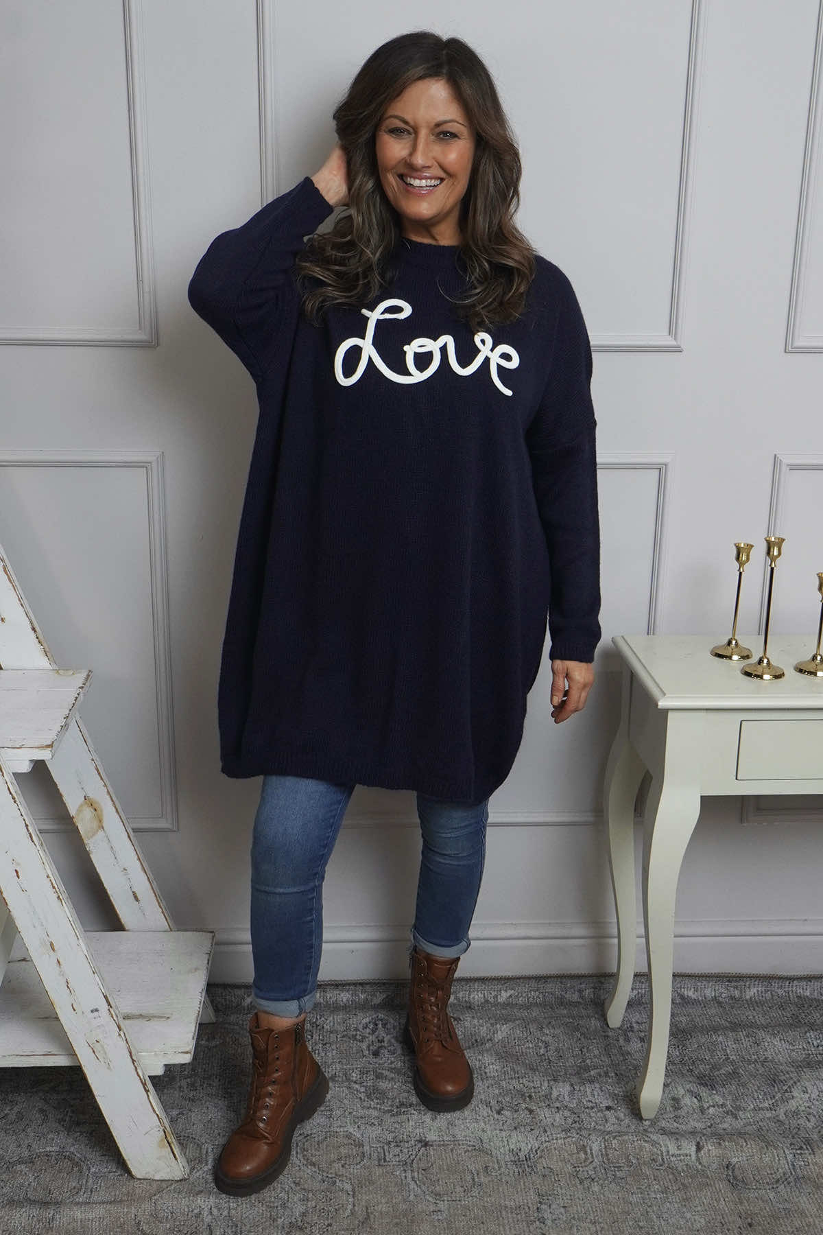 Love Knitted Jumper Dress Navy