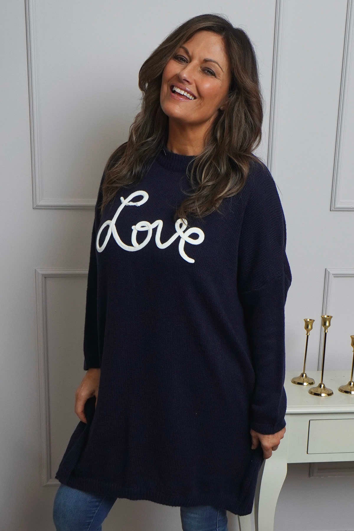 Love Knitted Jumper Dress Navy