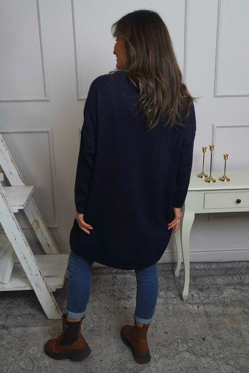 Love Knitted Jumper Dress Navy - Image 4