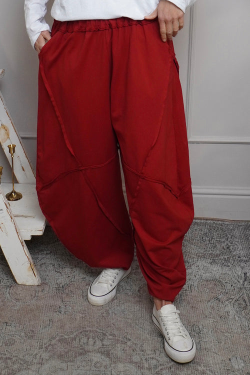 Deana Cotton Trousers Red - Image 3