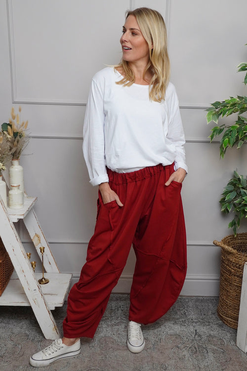 Deana Cotton Trousers Red - Image 2