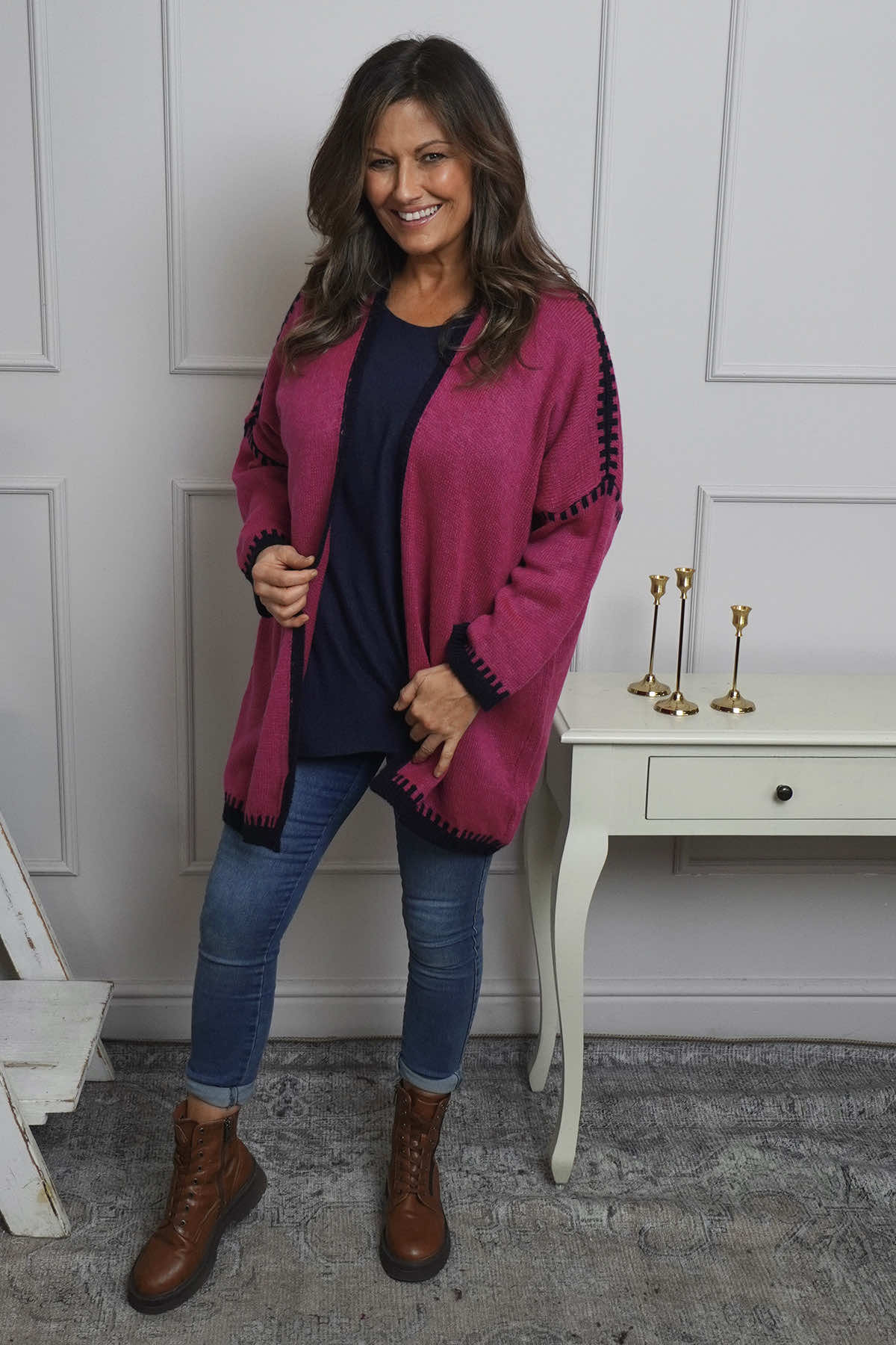 Melina Knitted Cardigan Berry