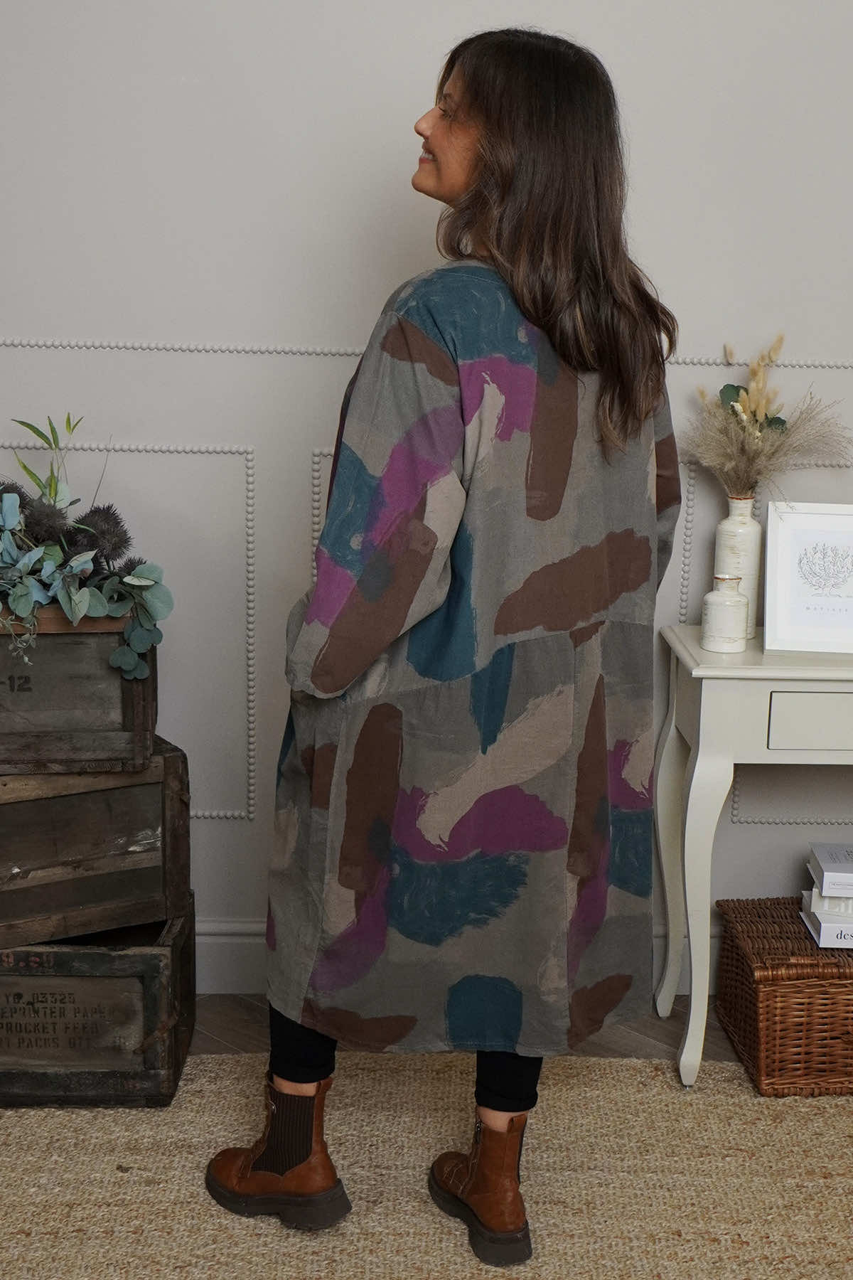 Dreda Print Needlecord Dress Teal