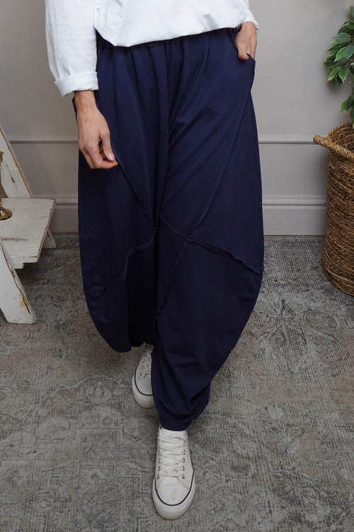 Deana Cotton Trousers Navy - Image 3
